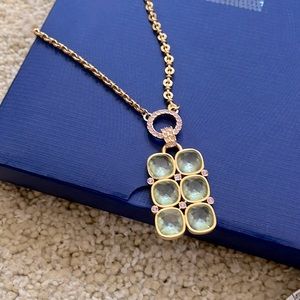 Swarovski green and purple crystal statement pendant necklace